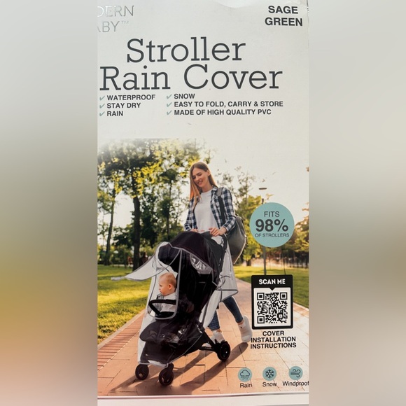 Stroller Rain Cover Universal NWT Baby Travel Weather Rare Color Sage Green - Picture 6 of 6